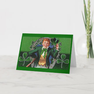 Tarjeta Dapper Leprechaun Vintage San Patricio