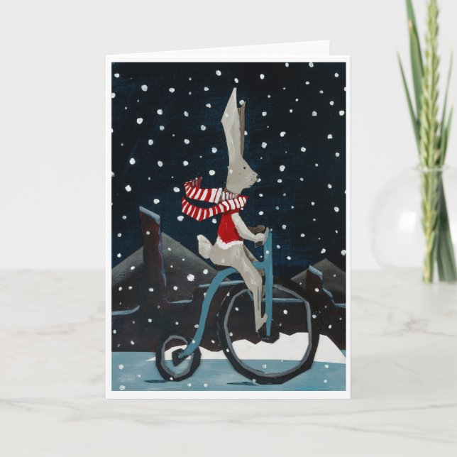 Tarjeta Dapper rabbit on a bicycle card (Anverso)
