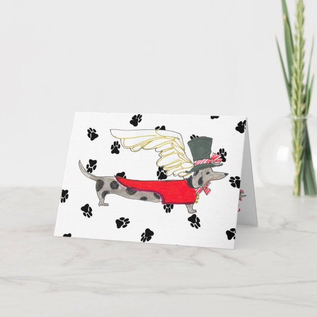 Tarjeta Dapple el Dachshund "hueso Mot " (Anverso)