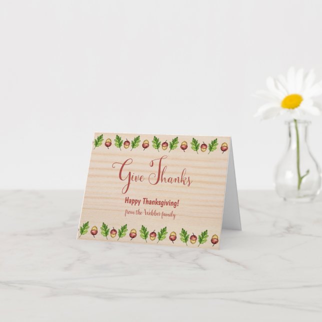 Tarjeta Dar Gracias Feliz Día de Acción de Gracias Texto P (Planta pequeña)