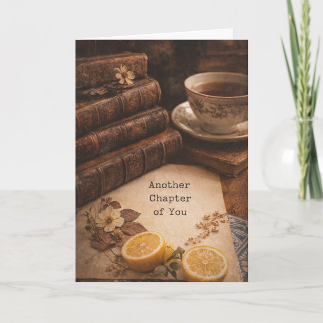 Tarjeta Dark Academia Vintage Library Books Birthday Card (Anverso)