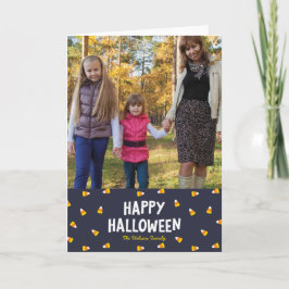 Tarjeta Dark Blue Candy Corn Happy Halloween Photo
