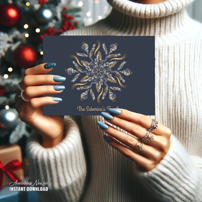 Tarjeta Dark Blue & Gold Midnight Sparkle Stars New Year  (Subido por el creador)