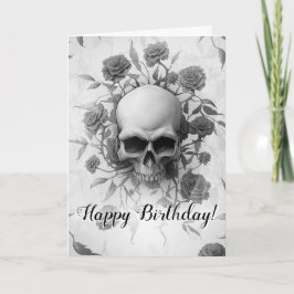 Tarjeta Dark Floral Gothic Rosa Skull Cumpleaños