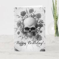 Dark Floral Gothic Rosa Skull Cumpleaños