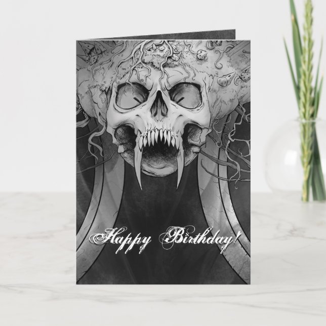 Tarjeta Dark Heavy Death Skull Graveyard Birthday (Anverso)