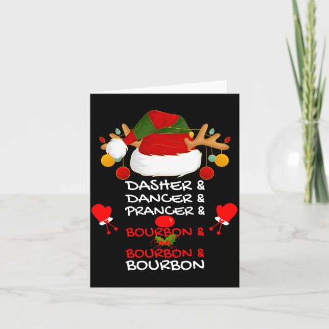 Tarjeta Dasher Dancer Prancer &amp; Bourbon Christmas Holi (Anverso)