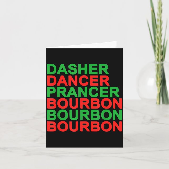 Tarjeta Dasher Dancer Prancer &amp; Bourbon Christmas Holi (Anverso)