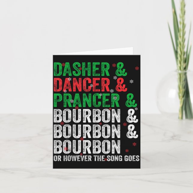 Tarjeta Dasher Dancer Prancer And Bourbon Christmas Xmas H (Anverso)