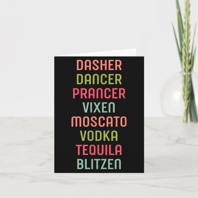 Tarjeta Dasher Dancer Prancer Vixen Moscato Vodka Tequila  (Anverso)