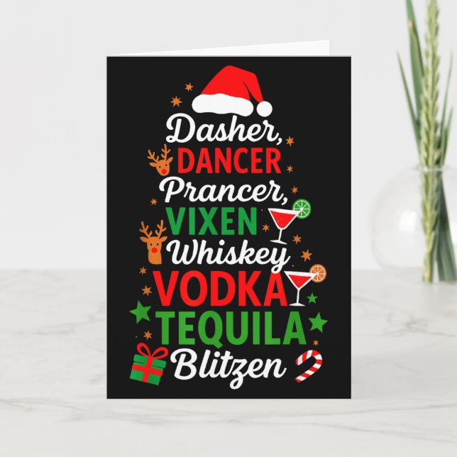 Tarjeta Dasher Dancer Prancer Vixen Moscato Vodka Tequila  (Anverso)