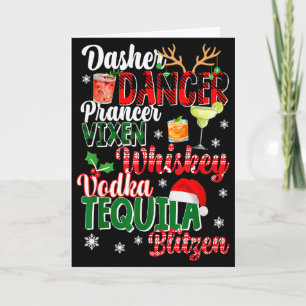 Tarjeta Dasher Dancer Prancer Vixen Moscato Vodka Tequila
