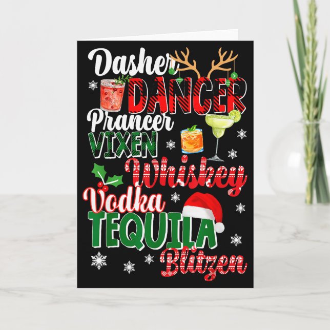 Tarjeta Dasher Dancer Prancer Vixen Moscato Vodka Tequila  (Anverso)