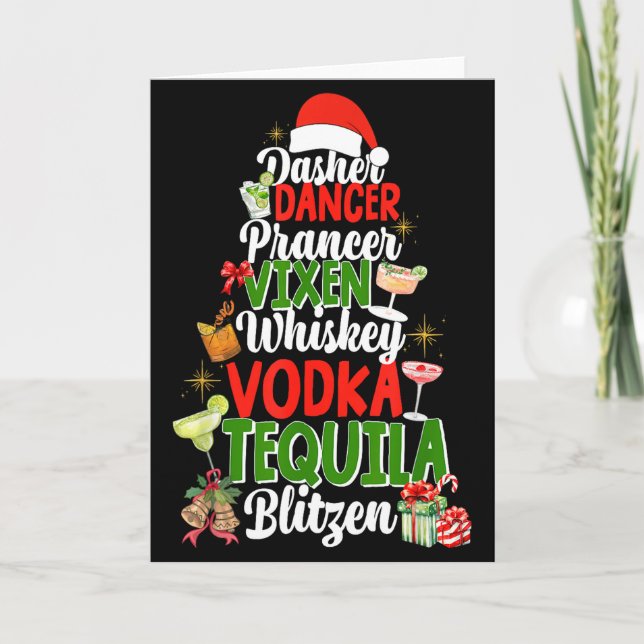 Tarjeta Dasher Dancer Prancer Vixen Moscato Vodka Tequila  (Anverso)