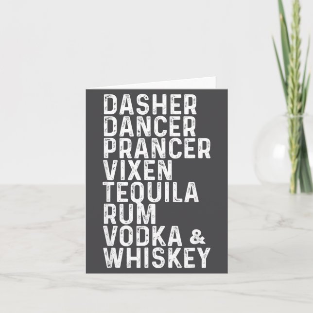 Tarjeta Dasher Dancer Prancer Vixen Tequila Rum Vodka And  (Anverso)