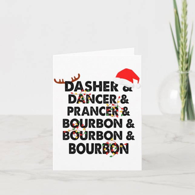 Tarjeta Dasher Dancer Prancer y Bourbon Navidad (Anverso)