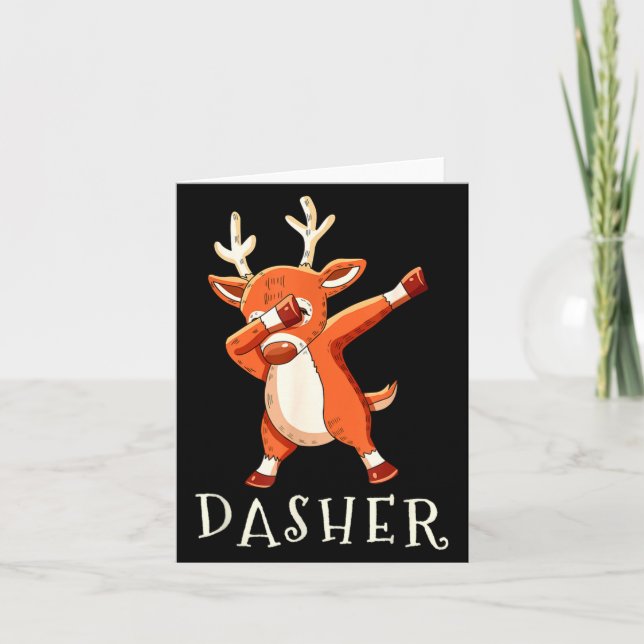 Tarjeta Dasher Santas Reindeers Family Matching Outfit Chr (Anverso)