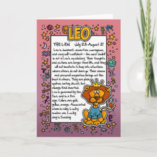Tarjeta Datos divertidos de Leo del zodiaco