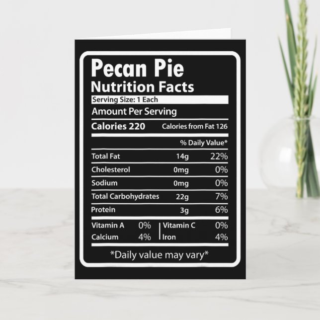 Tarjeta Datos divertidos de nutrición de la tarta de pacan (Anverso)