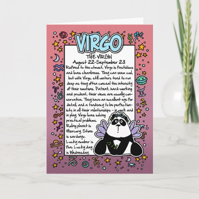 Tarjeta Datos divertidos de Virgo del Zodiaco (Anverso)