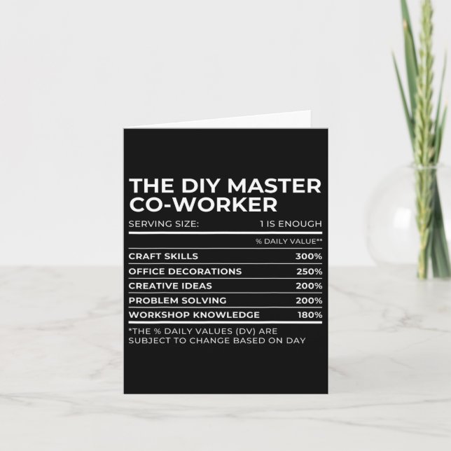 Tarjeta Datos Nutricionales Compañero de Trabajo Fiesta de (Anverso)