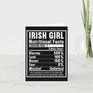 Tarjeta Datos nutricionales de chica irlandesa 1