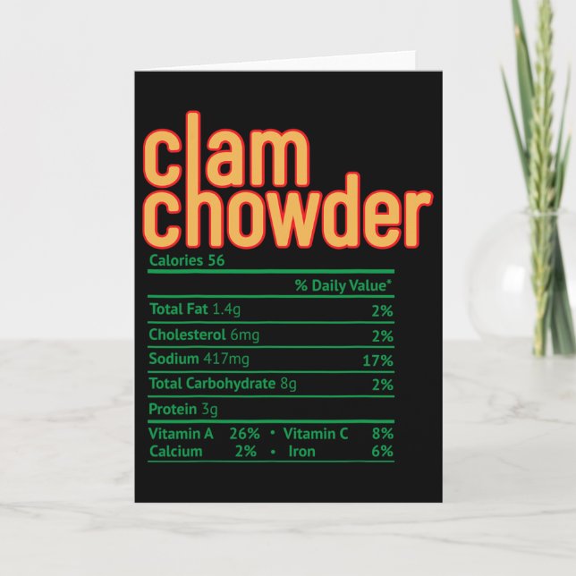 Tarjeta Datos Nutricionales de Clam Chowder Divertidos Acc (Anverso)
