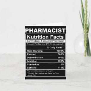Tarjeta datos nutricionales de farmacéutico - farmacia div