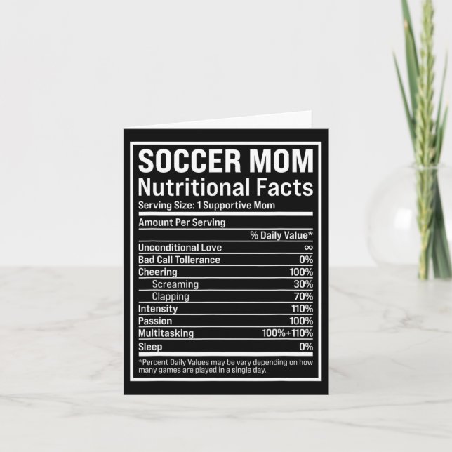 Tarjeta Datos Nutricionales de Mamá de Fútbol Ll Día de la (Anverso)