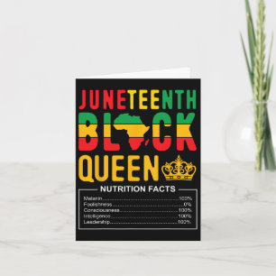 Tarjeta Datos nutricionales de mujeres negras reina de Jun