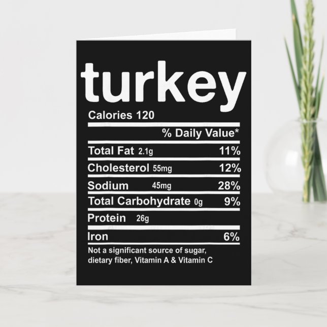 Tarjeta Datos Nutricionales de Pavo Chistosos Comida de Ac (Anverso)