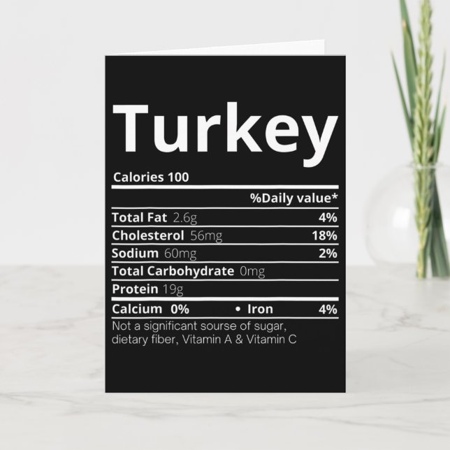 Tarjeta Datos Nutricionales de Pavo Diversión Familiar Día (Anverso)