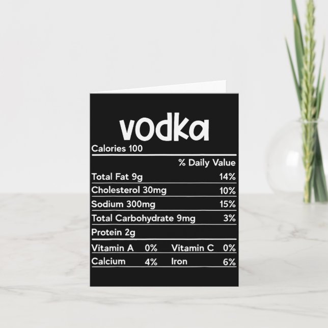 Tarjeta Datos Nutricionales de Vodka Día de Acción de Grac (Anverso)