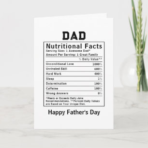Tarjeta Datos Nutricionales del Papá regalos del día del p