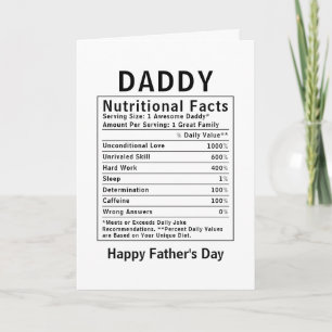 Tarjeta Datos Nutricionales del Papá regalos del día del p
