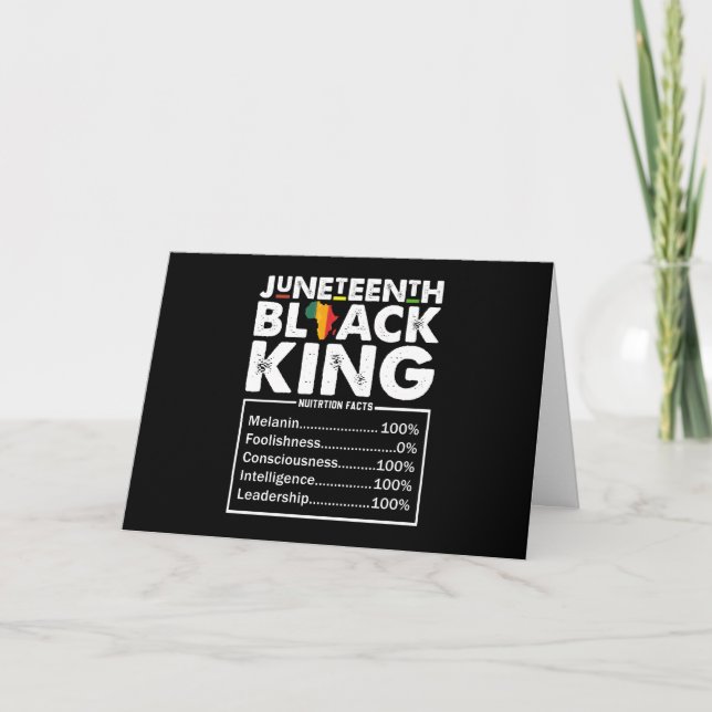 Tarjeta Datos nutricionales del rey negro de Juneteenth Me (Anverso)