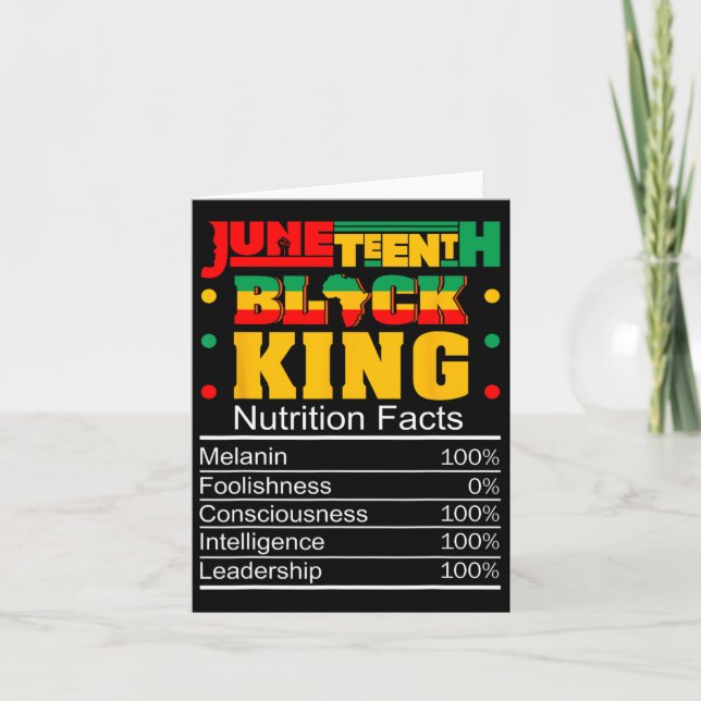 Tarjeta Datos nutricionales del rey negro de Juneteenth Or (Anverso)