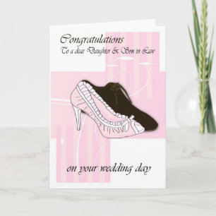 Tarjeta Daugher & Son in Law Wedding Day crema de felicita