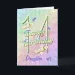 Tarjeta Daughter 14th Birthday Butterfly Garden Card<br><div class="desc">Un arcoiris de colores,  flores rosadas y mariposas de lavanda llenan a este chica 14ª tarjeta feliz cumpleaños con alegría por su hija. El nombre delantero y el verso interior pueden personalizarse utilizando la plantilla proporcionada. Diseño original de Anura Design Studio.</div>