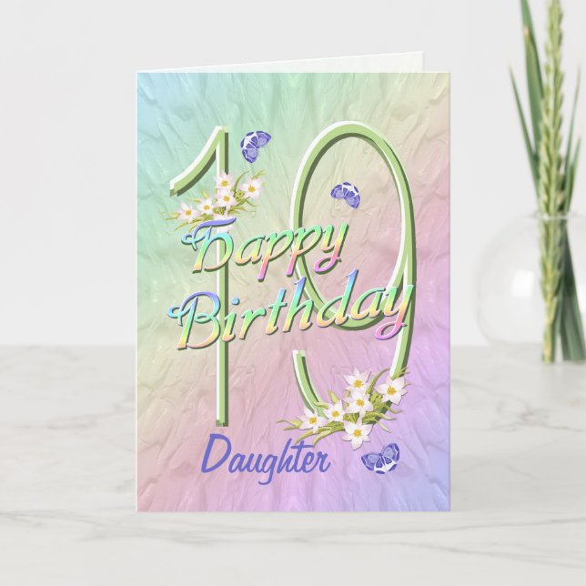 Tarjeta Daughter 19th Birthday Butterfly Garden Card (Anverso)