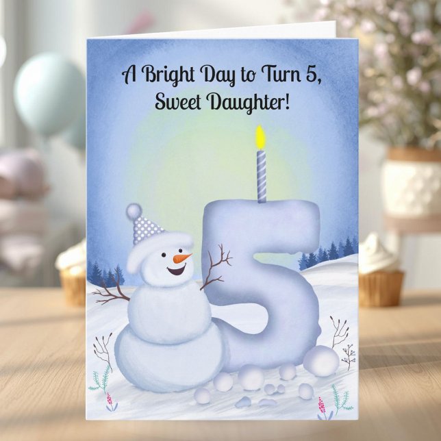 Tarjeta Daughter 5th Birthday Snowman Snowy  (Subido por el creador)