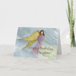 Tarjeta Daughter Angel Birthday Blue<br><div class="desc">Un bello ángel rosa con alas doradas sobre un fondo azul. Qué maravillosa carta religiosa para desear a tu hija un cumpleaños feliz. Envíenle sus mejores deseos en su día especial con este ilustracion sobre Dios y la guía de Sandra Monier.</div>