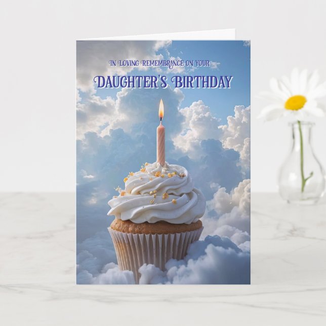 Tarjeta Daughter Birenday Cupcake Nubes (Planta pequeña)