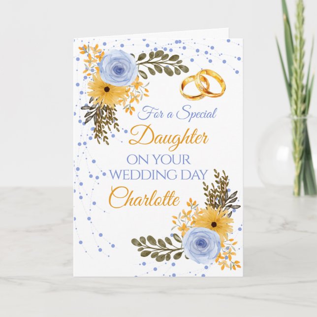 Tarjeta Daughter Bride Wedde Day Floral Felicitaciones (Anverso)