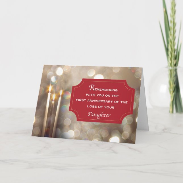 Tarjeta Daughter First Anniversary Remembrance Christmas (Anverso)