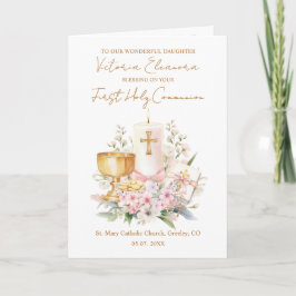 Tarjeta Daughter First Holy Communion Chalice Candle