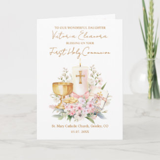 Tarjeta Daughter First Holy Communion Chalice Candle