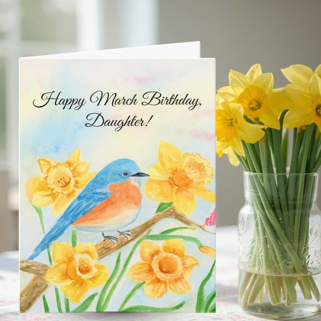 Tarjeta Daughter Happy March Birthday Blue Bird  (Subido por el creador)