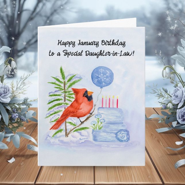 Tarjeta Daughter-in-Law Happy January Birthday Cardinal (Subido por el creador)