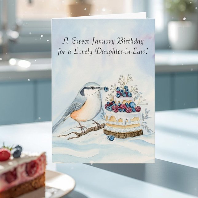 Tarjeta Daughter-in-Law Happy January Birthday Nuthatch  (Subido por el creador)